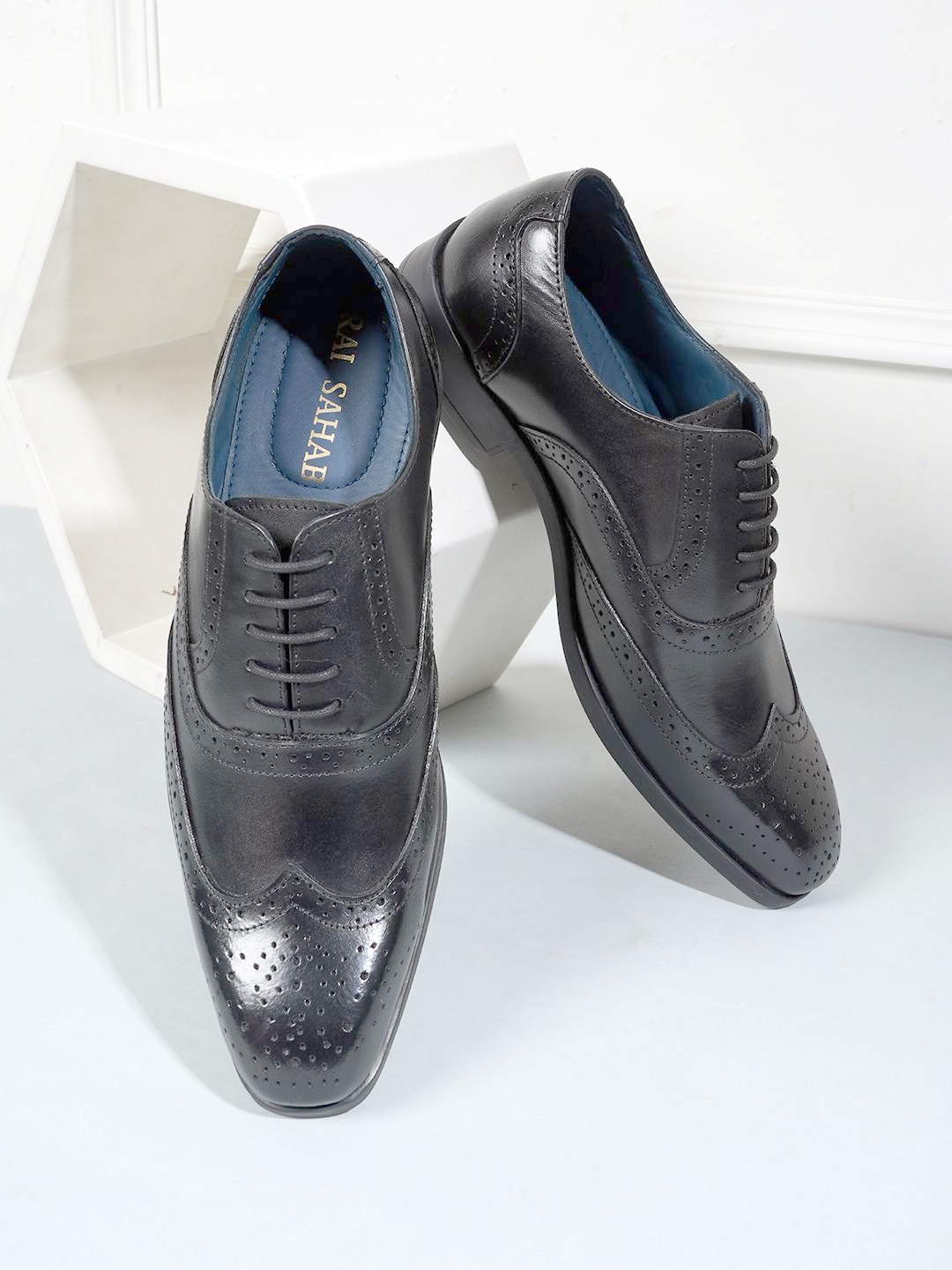 

Style Shoes Men Leather Formal Brogues, Black