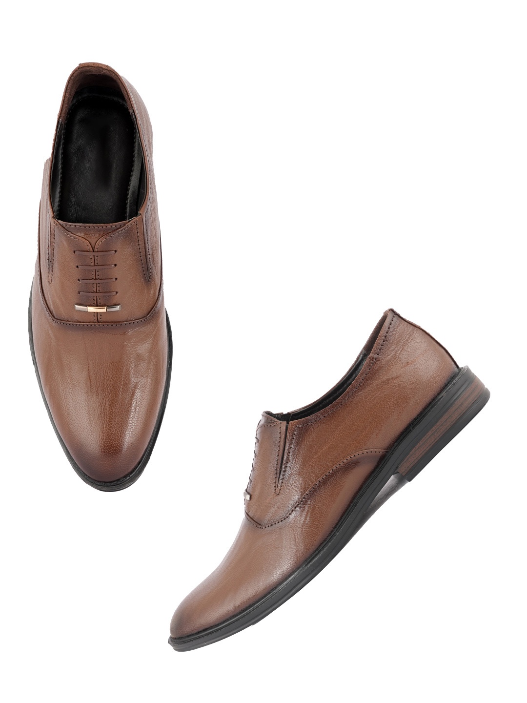 

Style Shoes Men Leather Formal Derbys, Tan