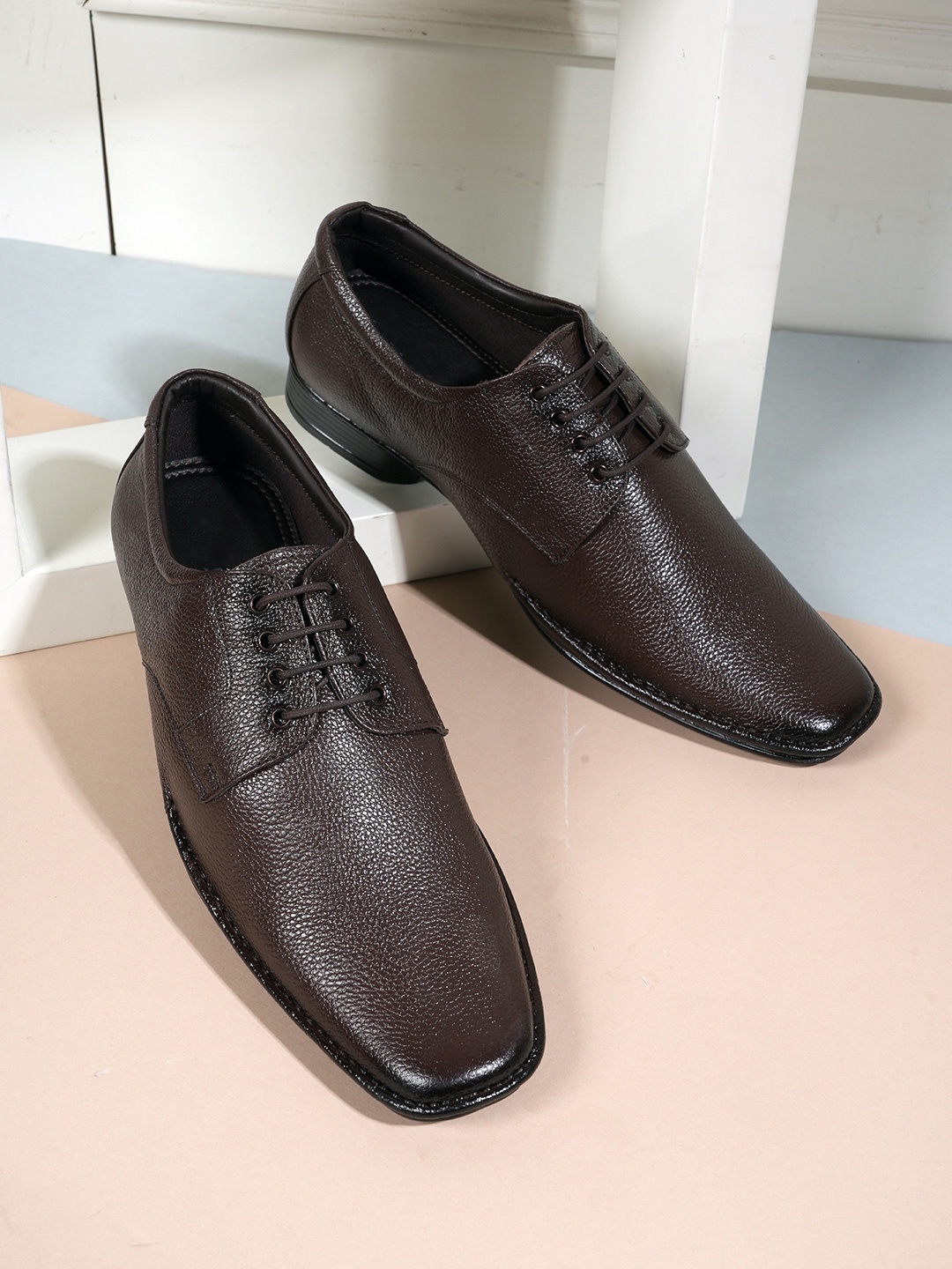 

Style Shoes Men Leather Lace Ups ormal Derbys, Brown