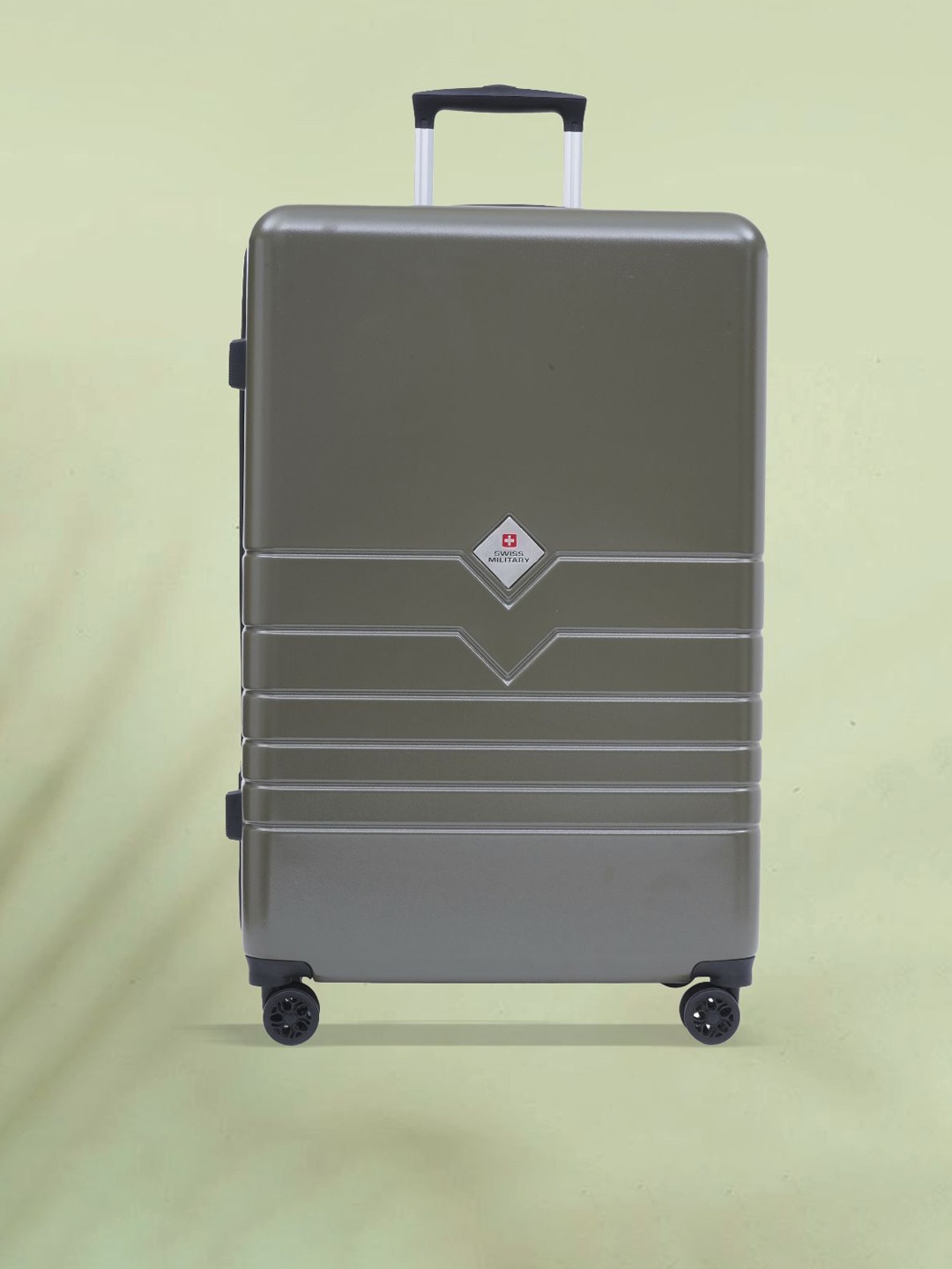 

SWISS MILITARY Textured Hard-Suitcase Large Trolley Bag, Olive