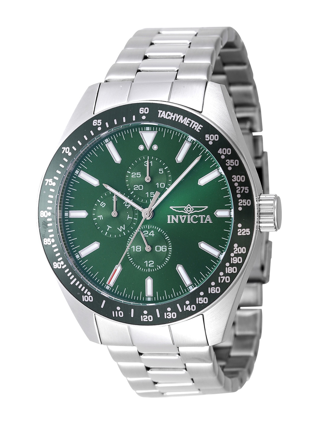 

Invicta Men Embellished Dial & Stainless Steel Bracelet Style Straps Analogue Watch 47594, Silver
