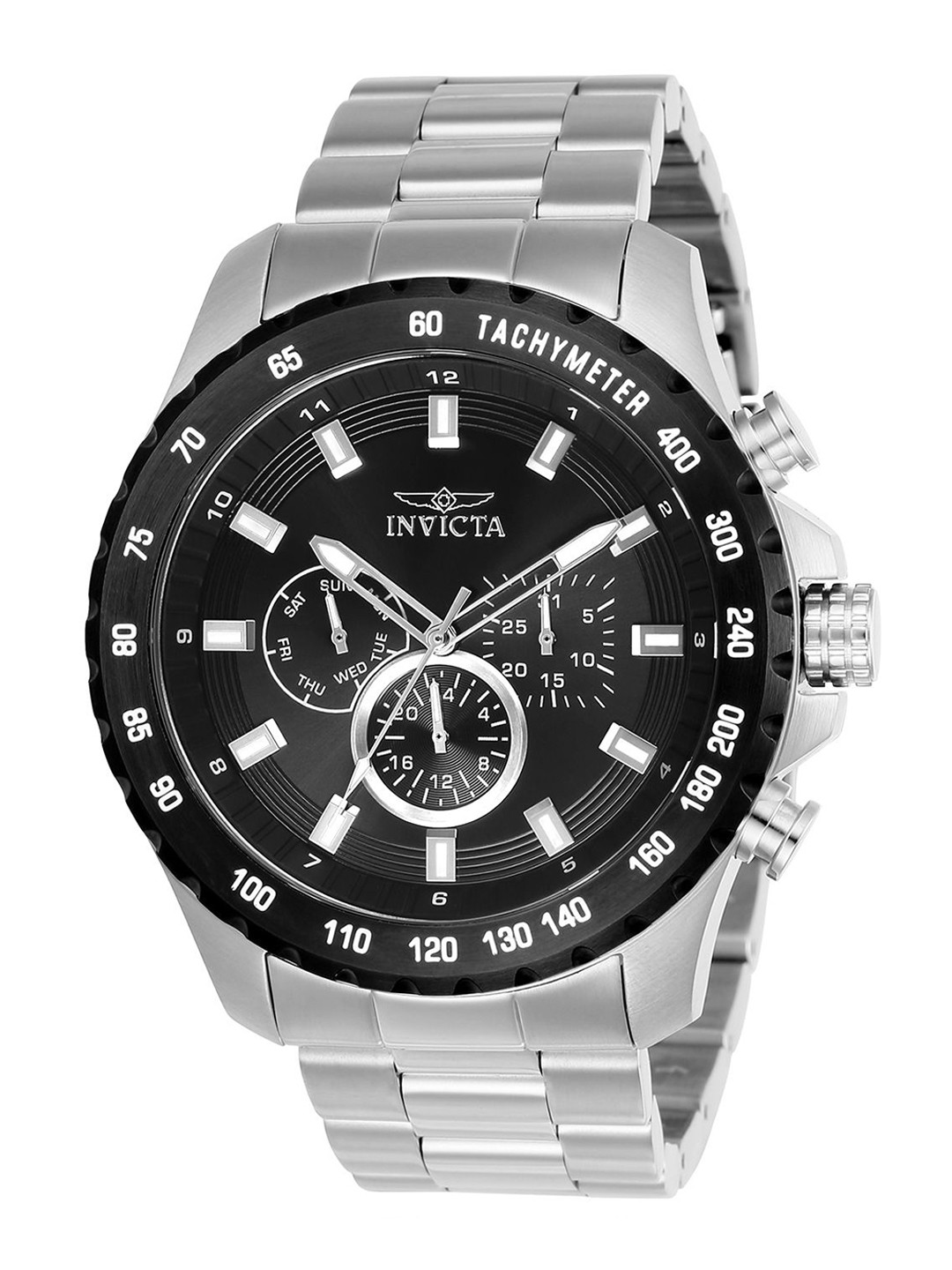 

Invicta Men Patterned Dial & Stainless Steel Bracelet Style Straps Analogue Watch 24210, Silver