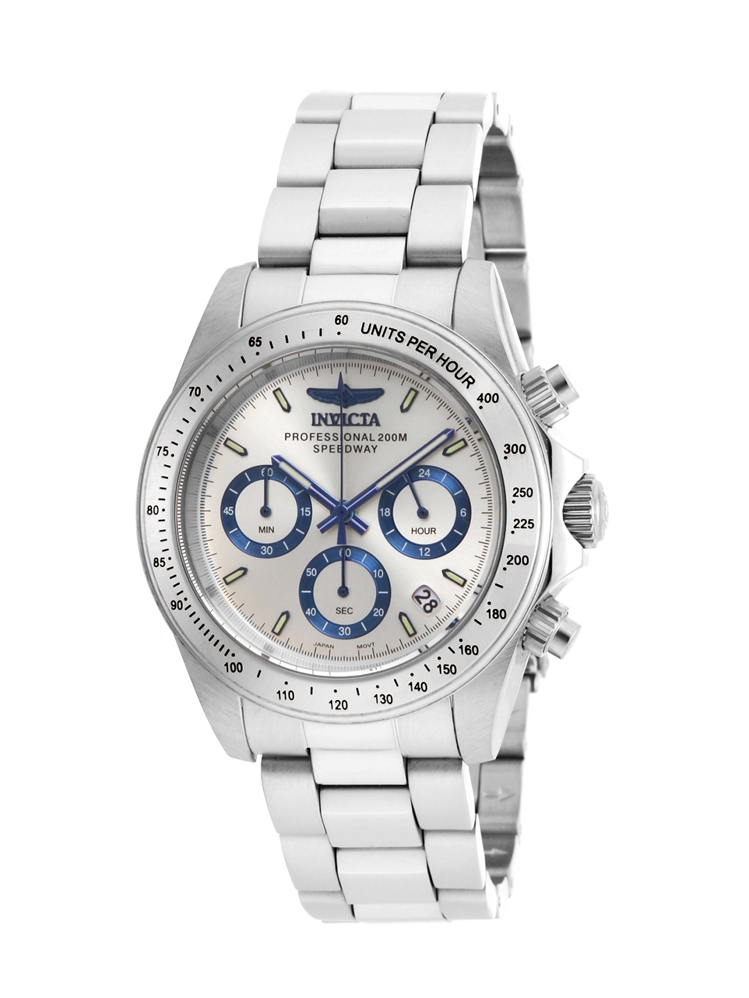 

Invicta Men Embellished Dial & Stainless Steel Bracelet Style Straps Analogue Watch 17311, Silver