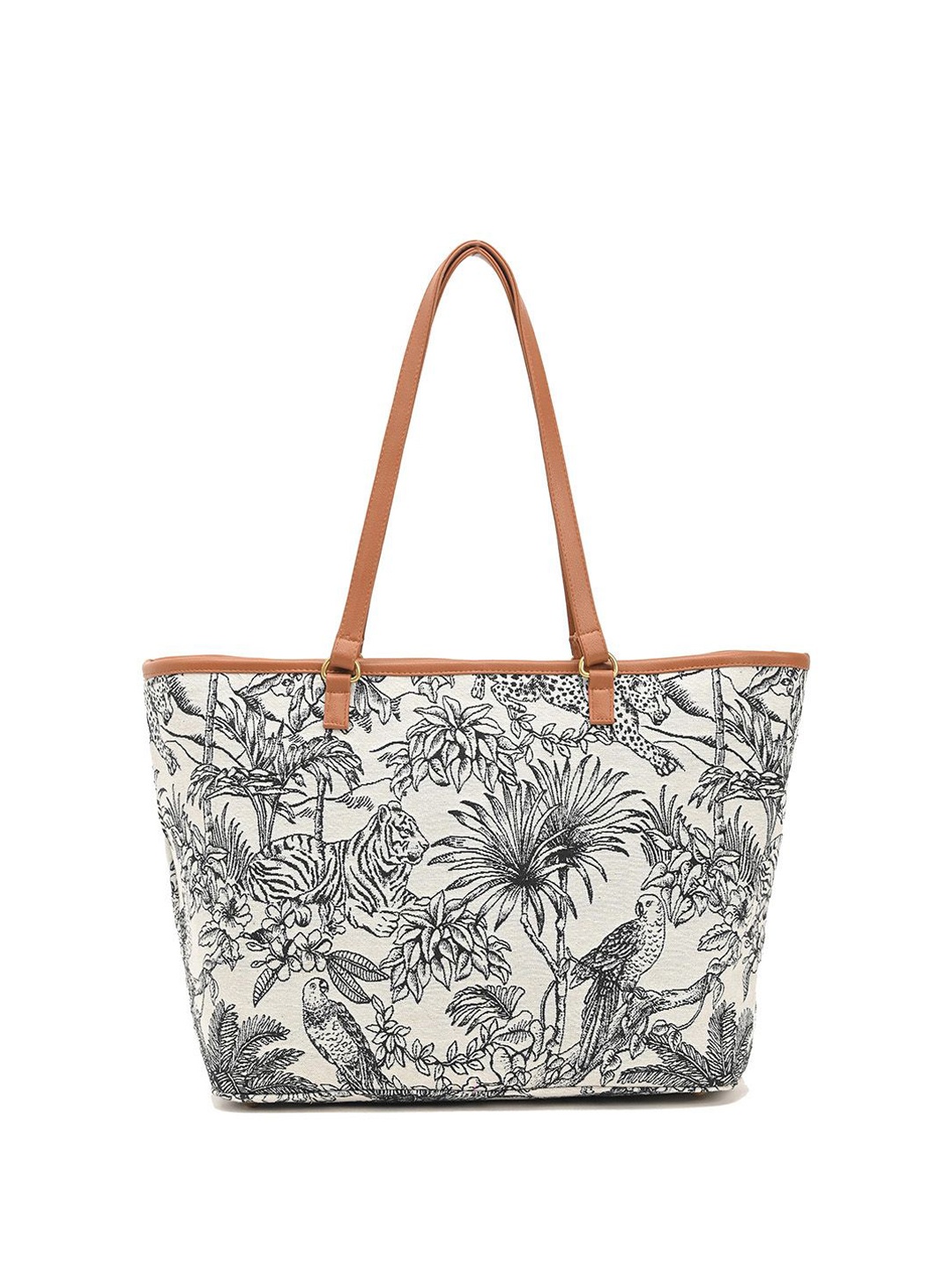 

BohoGirl Floral Printed Oversized Shopper Shoulder Bag with Tasselled, Black