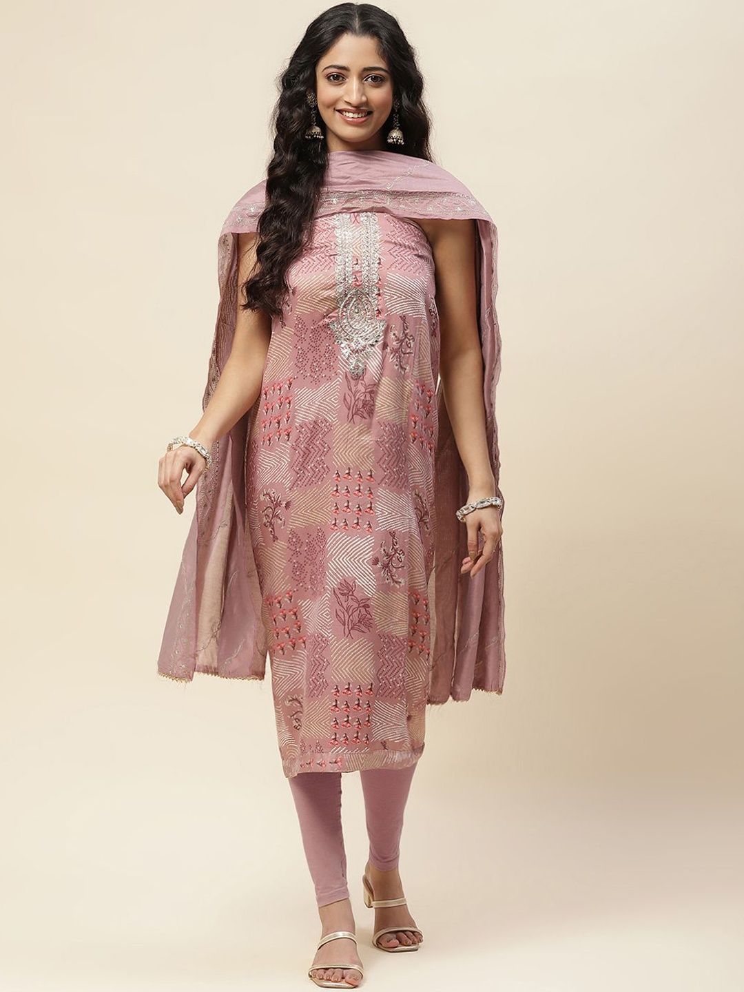 

Meena Bazaar Printed Unstitched Dress Material, Purple