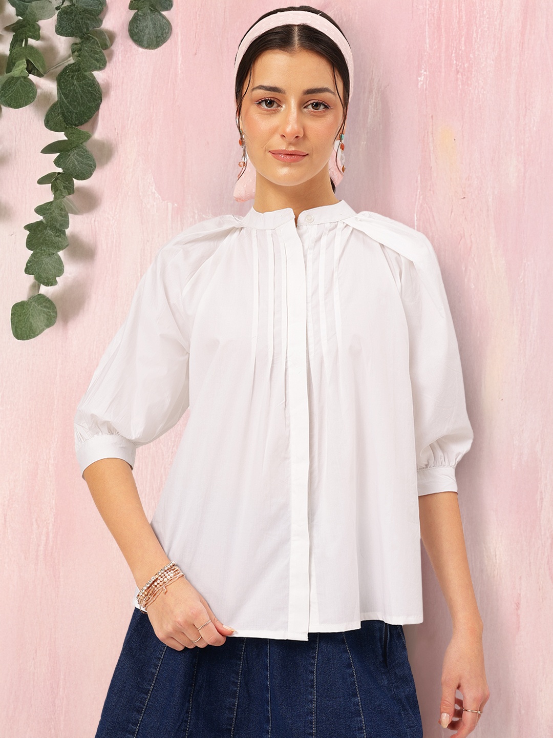 

DressBerry Fairycore Finds Pleated Shirt Style Top, White