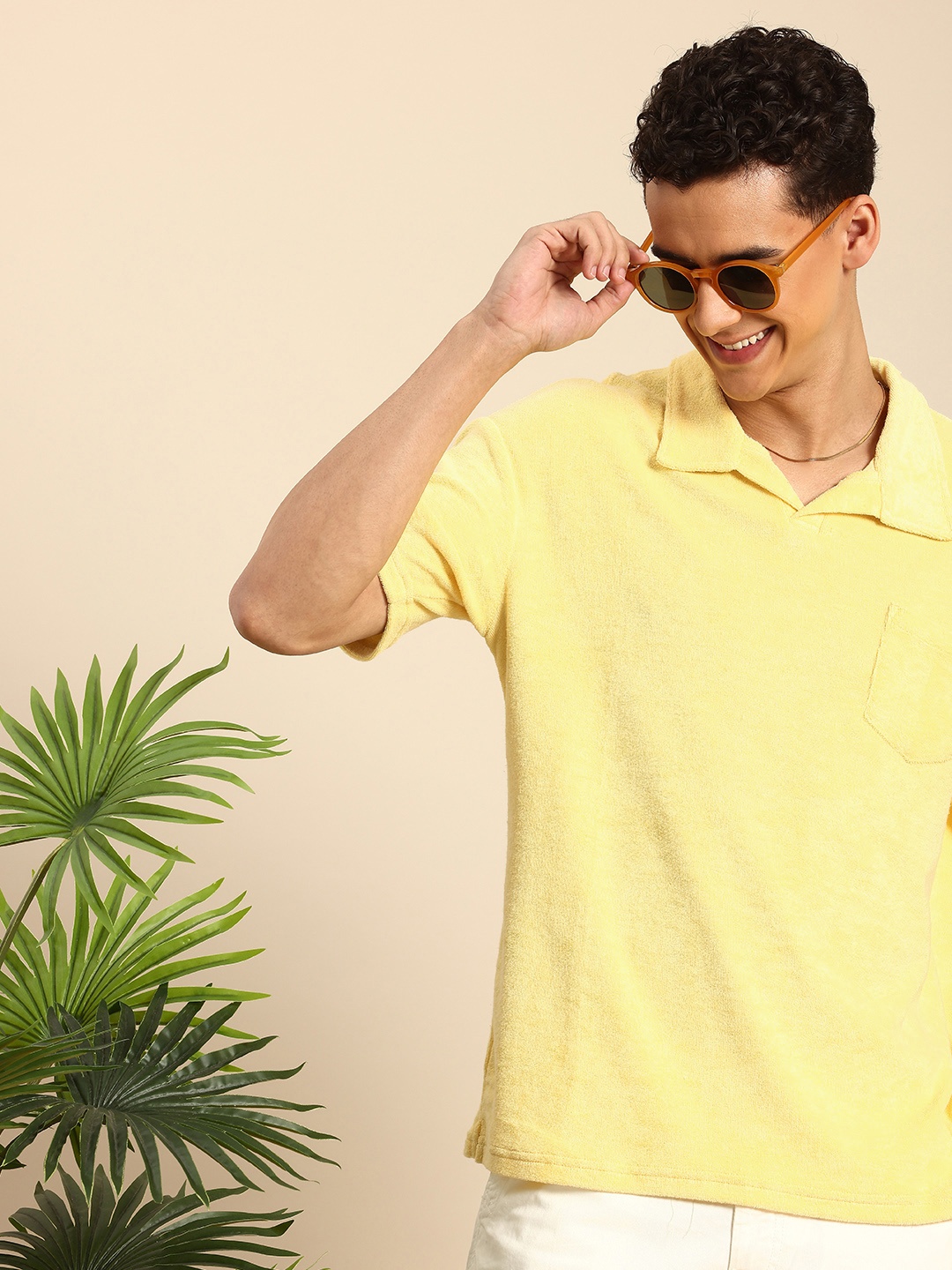 

Mast & Harbour Men Polo Collar Relaxed Fit Anti Odour T-shirt, Yellow