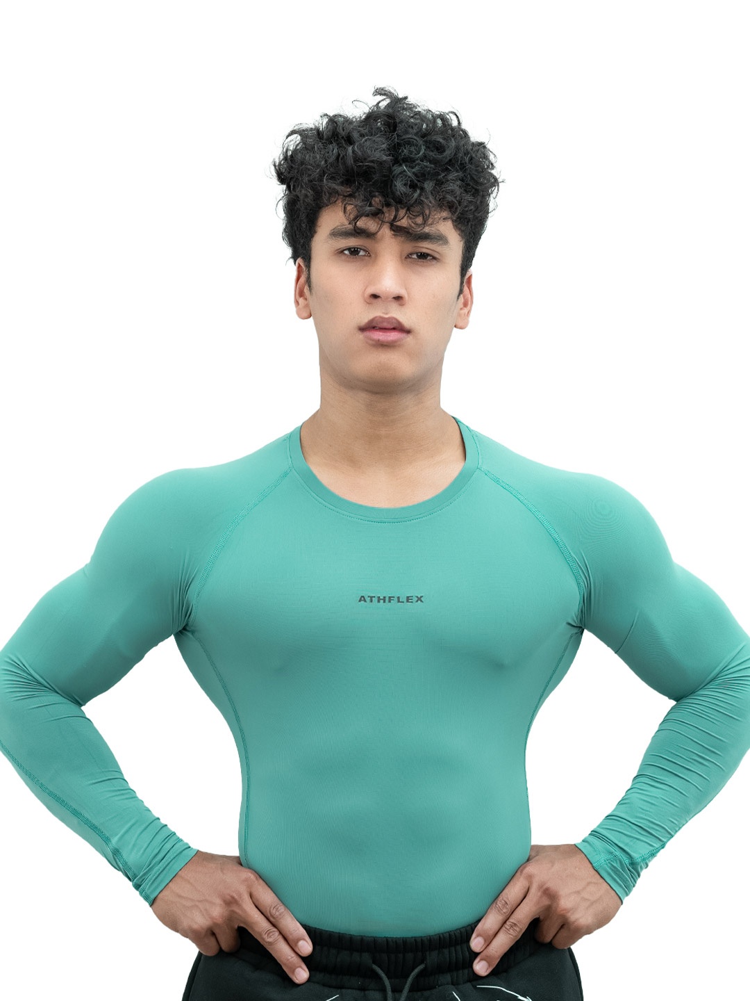 

Athflex Men Full Sleeve Ace Compression Muscle fit Gym Wear T-Shirt, Green