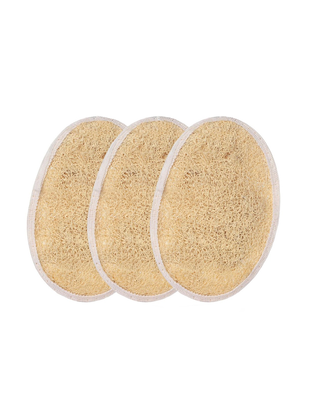 

CareDone Set Of 3 Natural Bath Loofah Scrubber, Cream