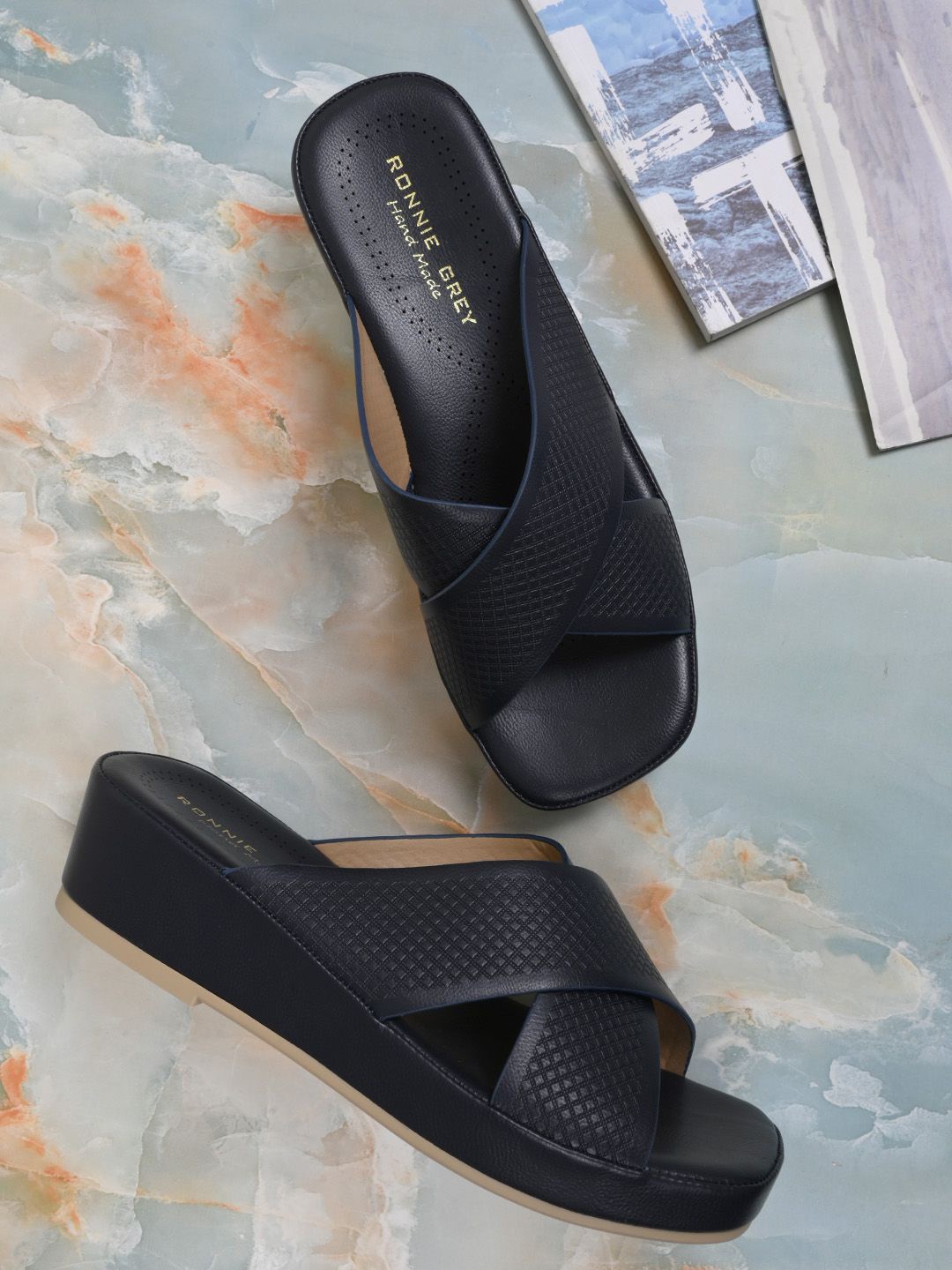 

Ronnie Grey Women Platform Sandals, Navy blue