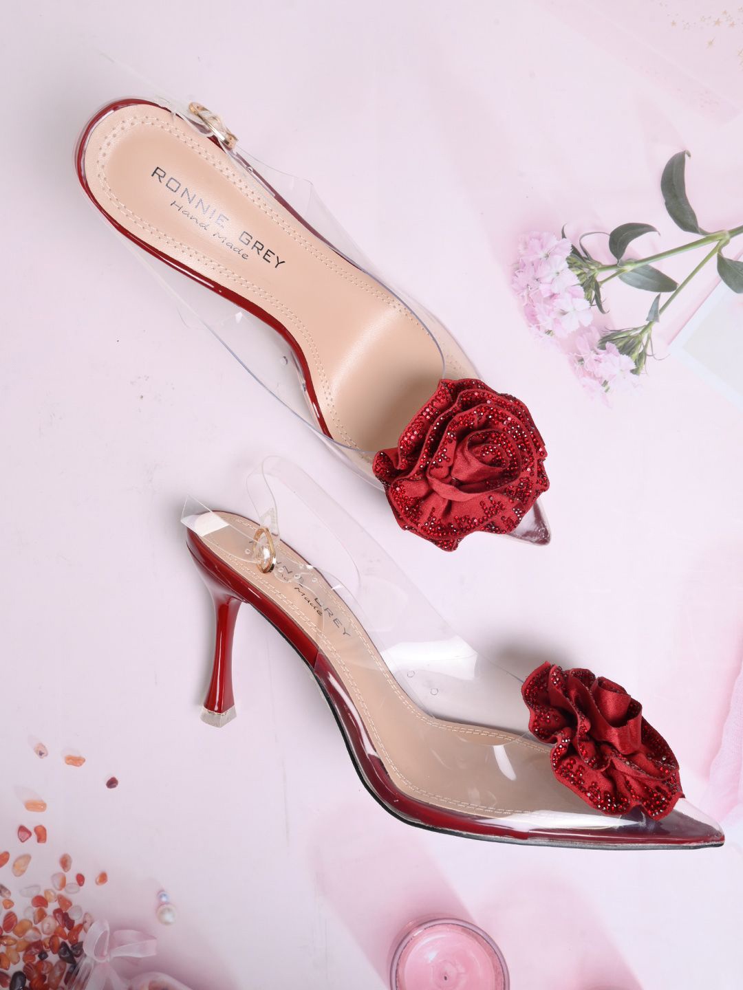 

Ronnie Grey Embellished Pointed Toe Slim Heel Sandal, Mauve