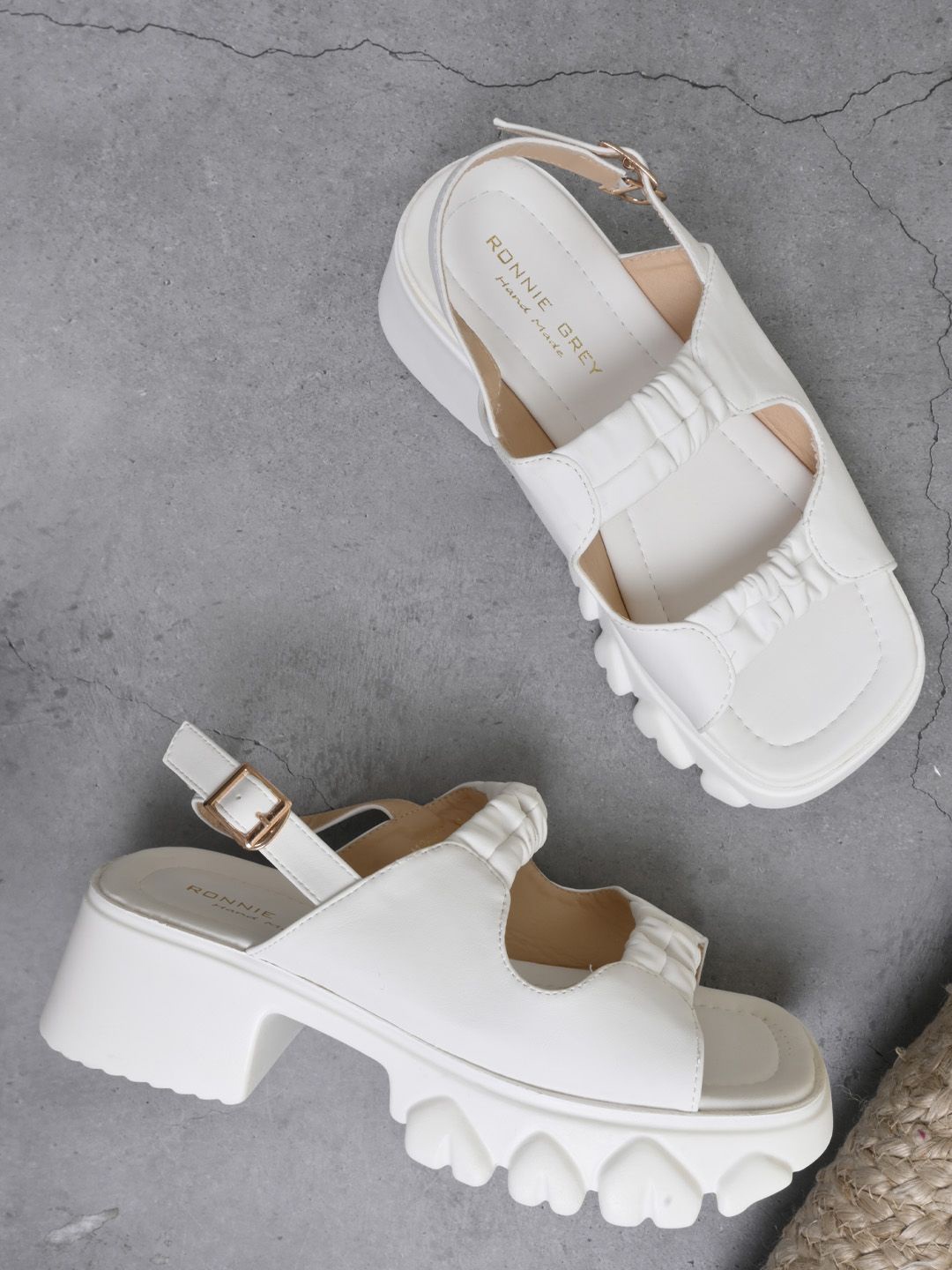 

Ronnie Grey Backstrap Platform Sandals, White