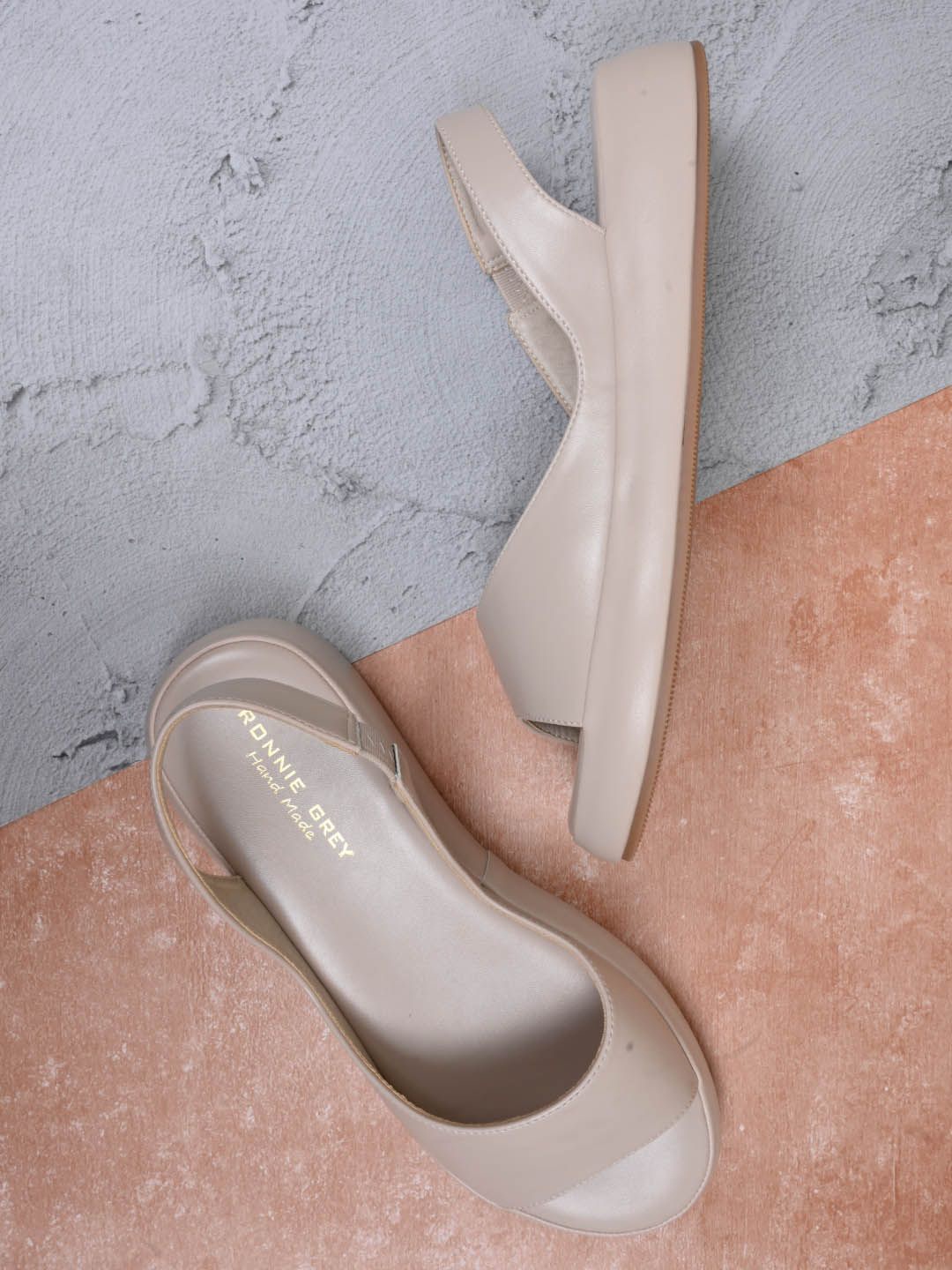 

Ronnie Grey Women PU Open Toe Flats, Beige