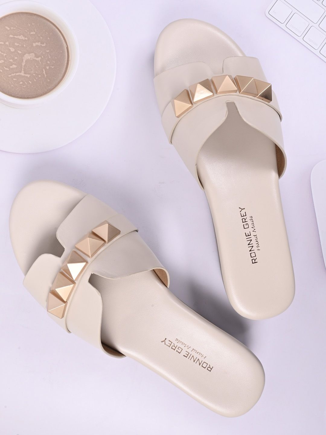 

Ronnie Grey Embellished Open Toe Flatform Heel Sandal, Off white