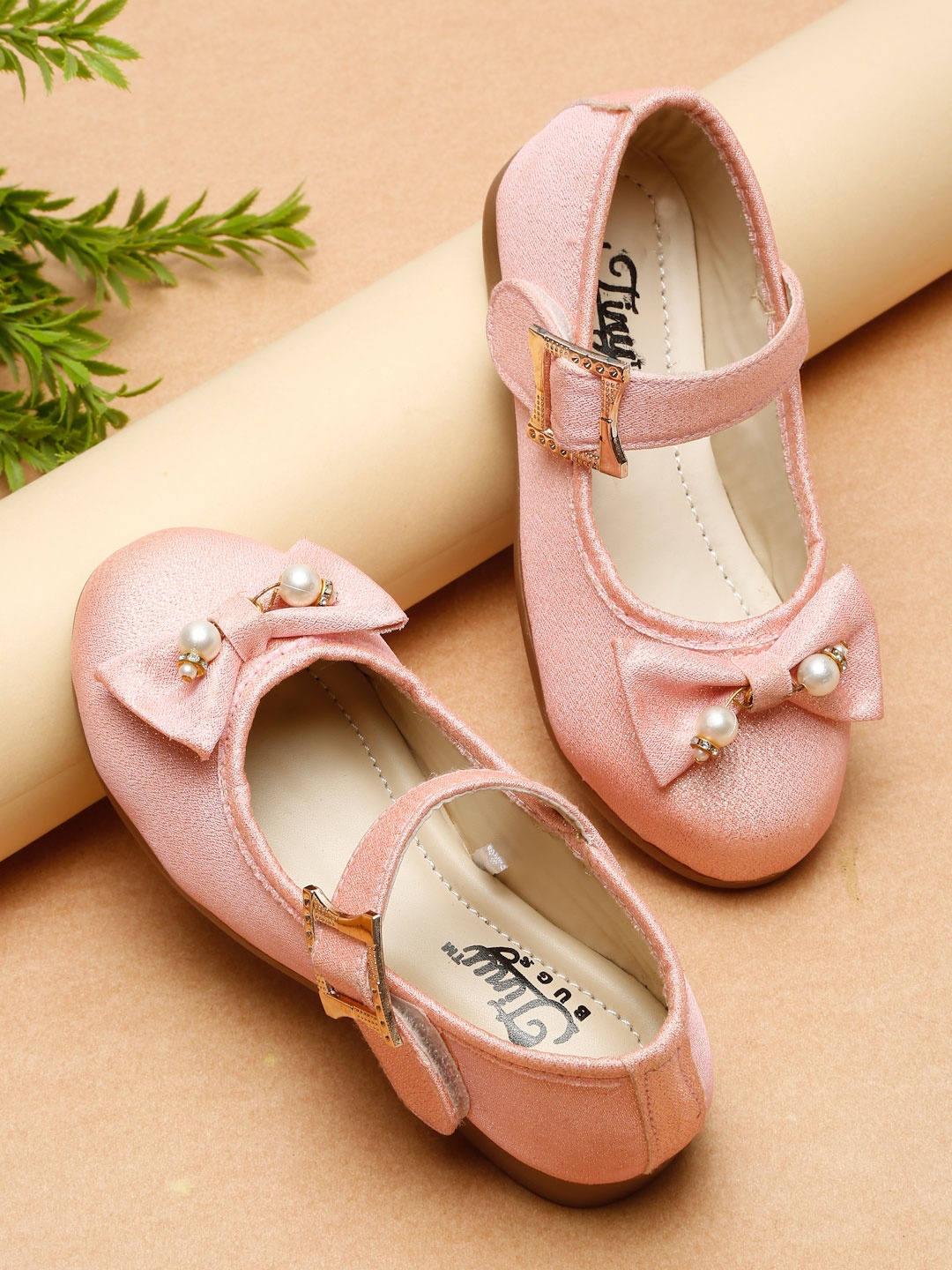 

Tiny Bugs Girls Party Ballerinas with Bows Flats, Pink