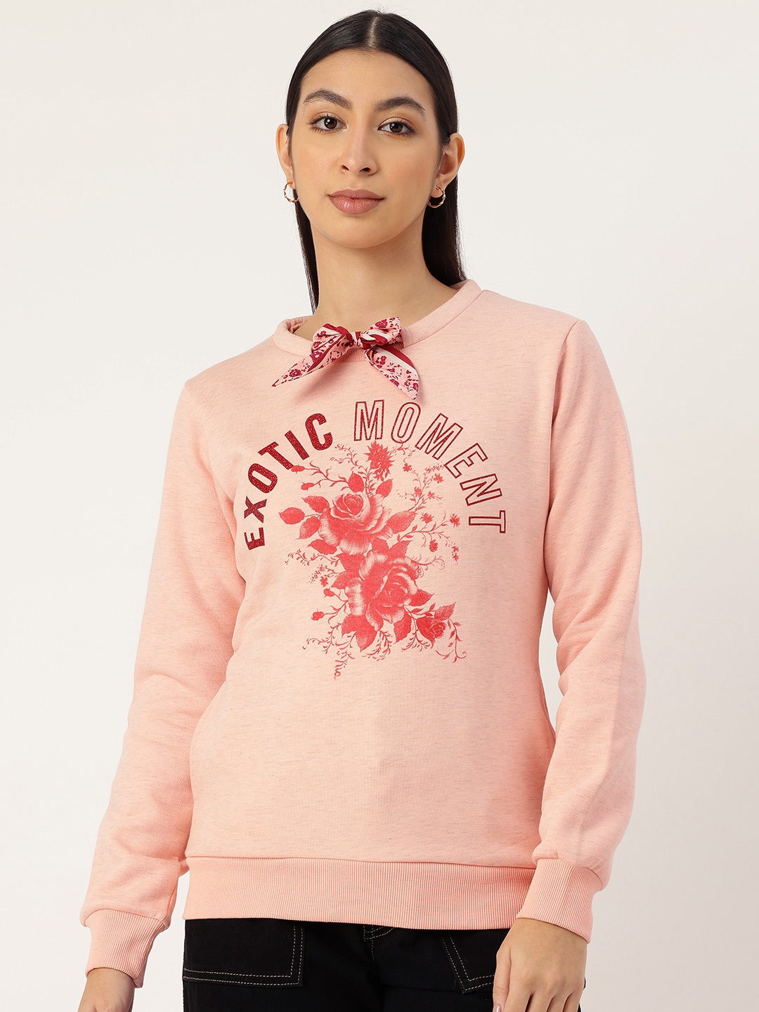 

Monte Carlo Tie-Up Detail Printed Sweatshirt, Peach