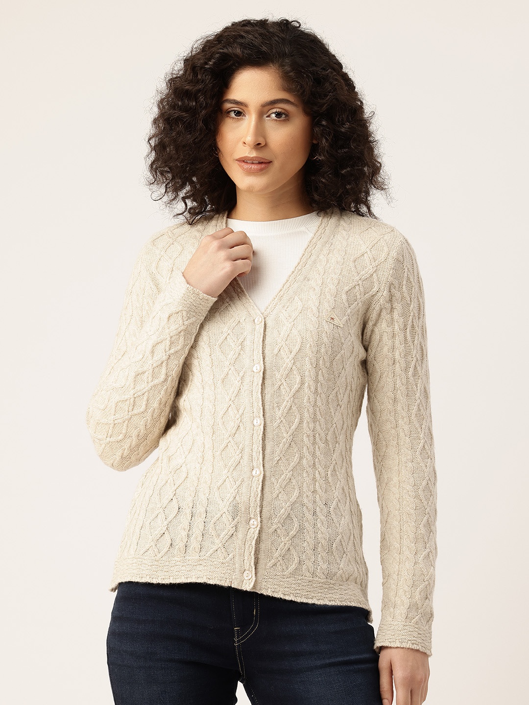 

Monte Carlo Women Cable Knit Cardigan, White