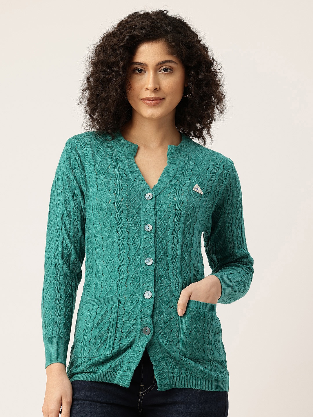

Monte Carlo Women Cable Knit Cardigan, Sea green