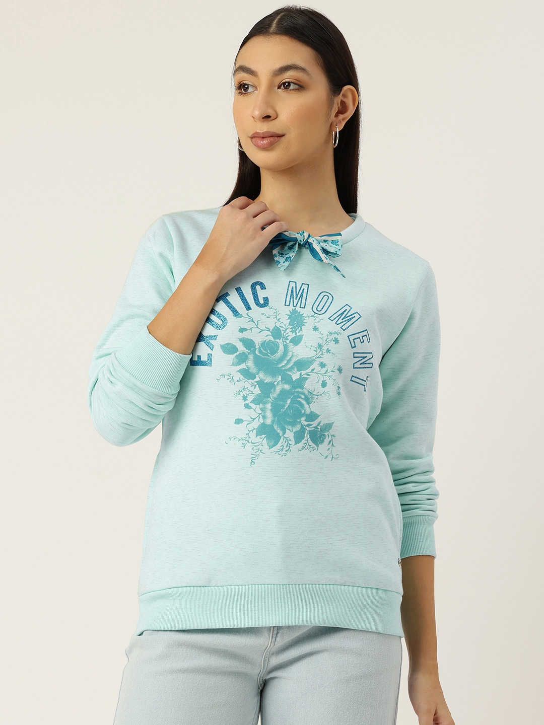 

Monte Carlo Bow Detail Printed Sweatshirt, Blue