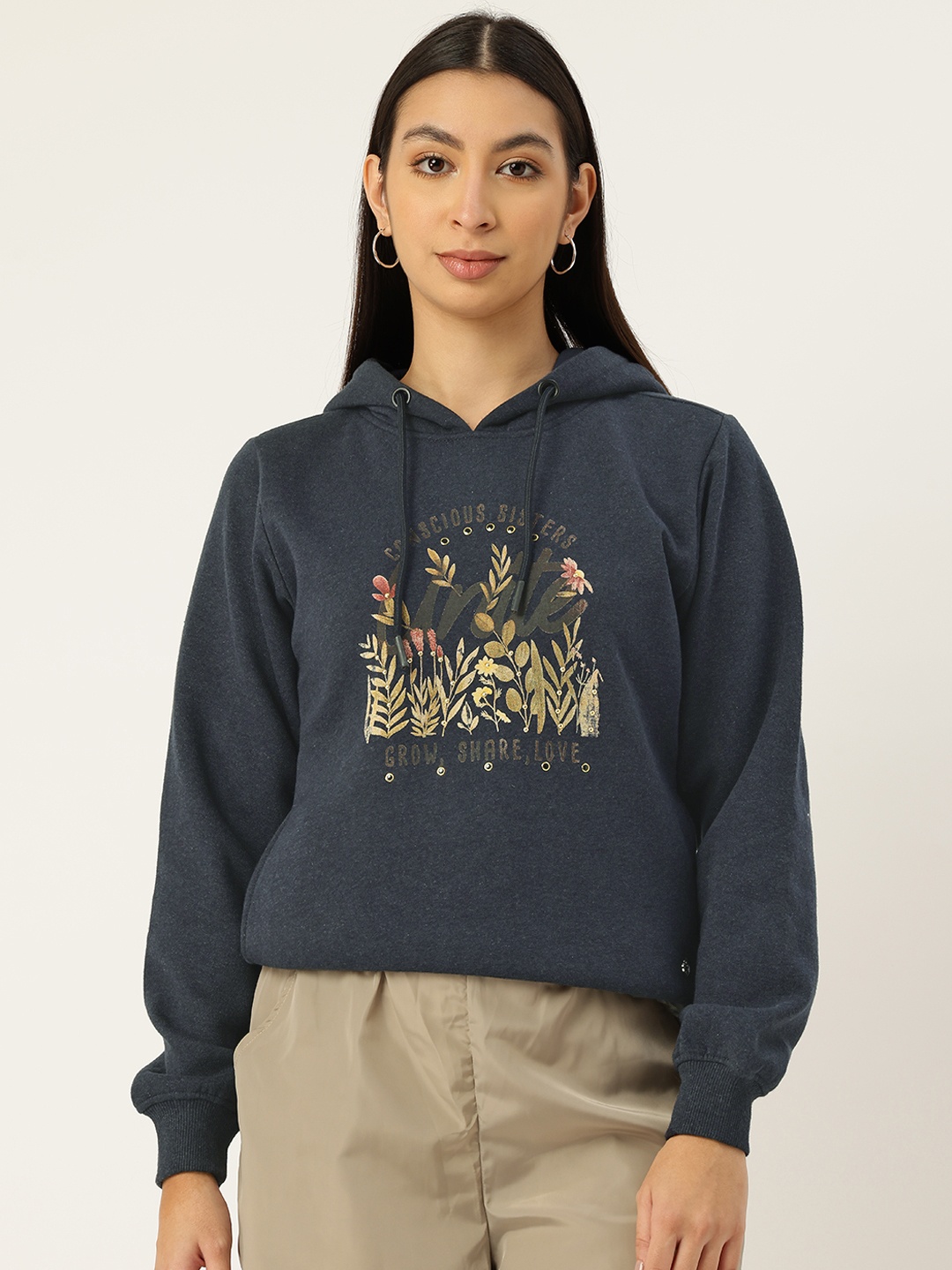 

Monte Carlo Beaded Printed Hooded Sweatshirt, Navy blue