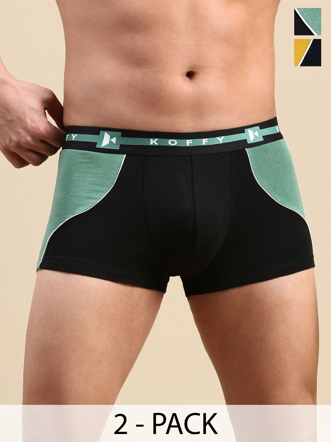

KOFFY Pack Of 2 Stretchable Trunks-KOFFY_KI30_GN_YLW_2PC, Green
