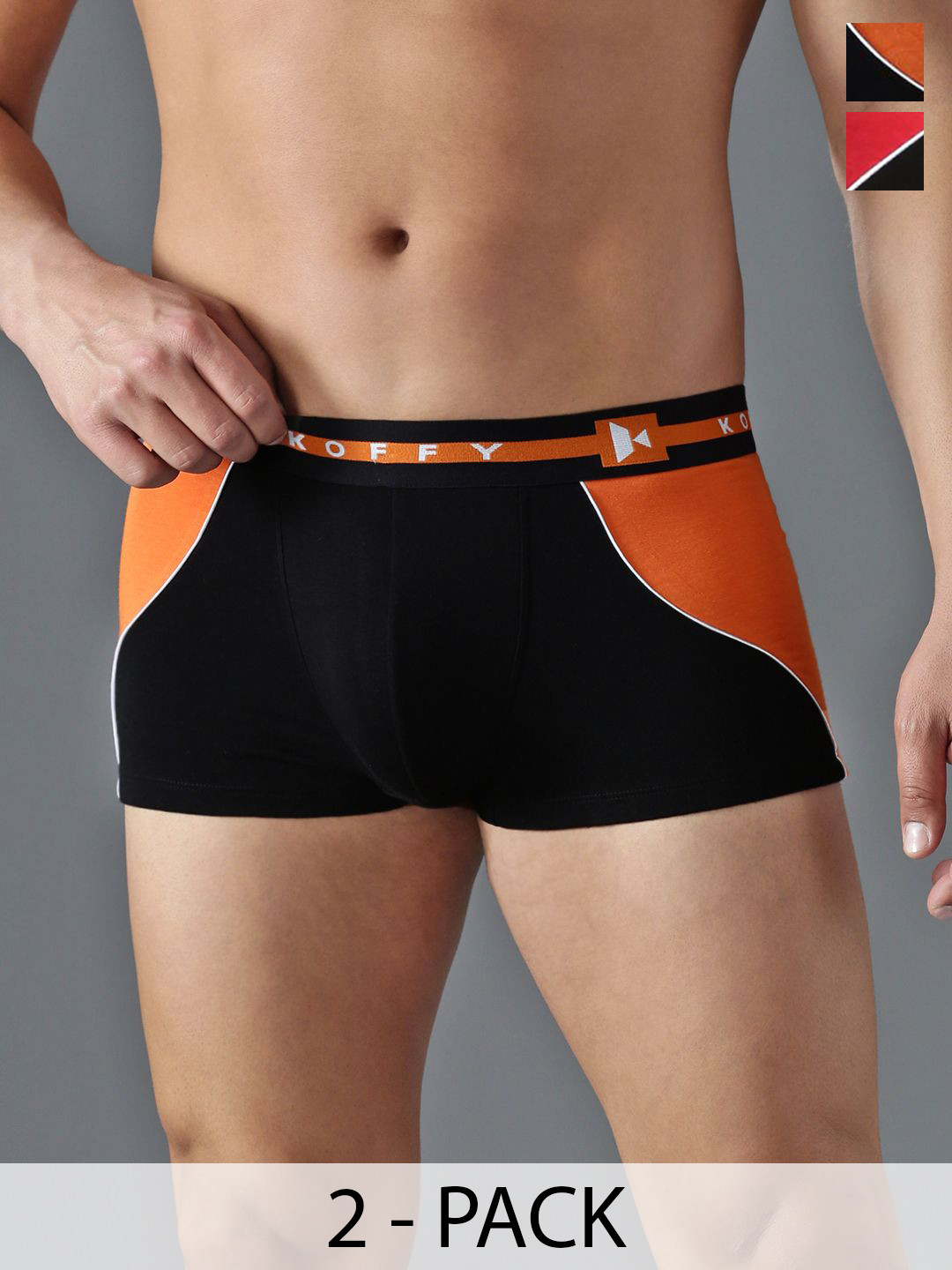 

KOFFY Men Pack of 2 Cotton Trunks KOFFY_KI30_RD_ORG_2PC, Red