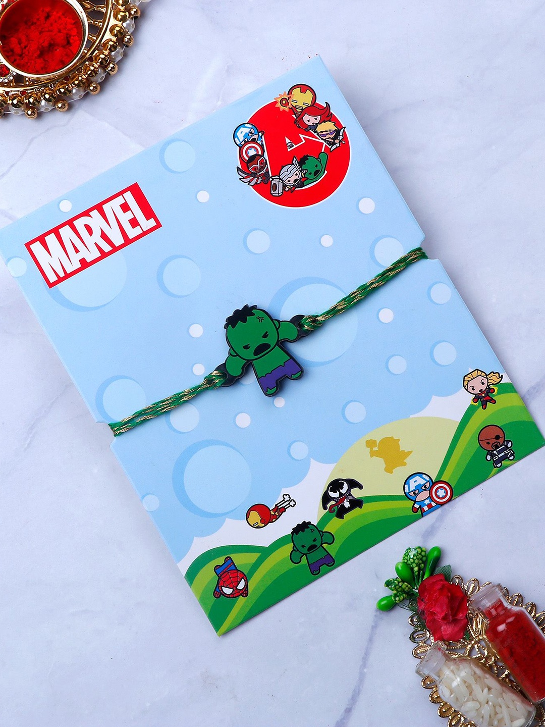 

Archies Kids Pack Of 2 Marvel Incredible Hulk Thread Rakhi, Green