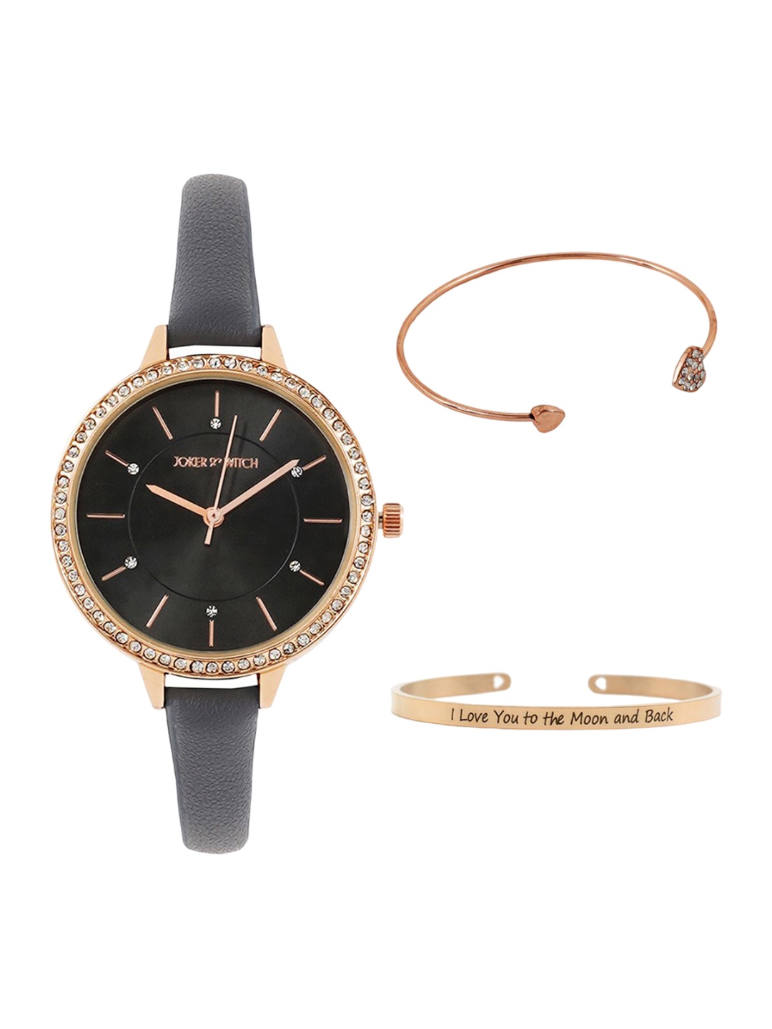 

JOKER & WITCH Women Watch & Bracelet Gift Set JWBS1049, Grey