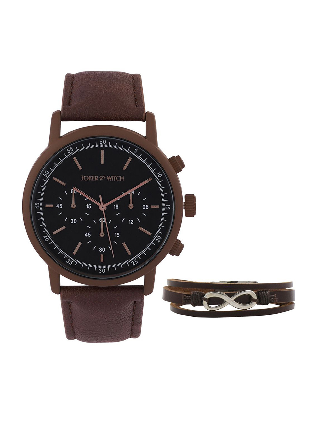

JOKER & WITCH Men Watch & Bracelet Gift Set JWBS1058, Brown