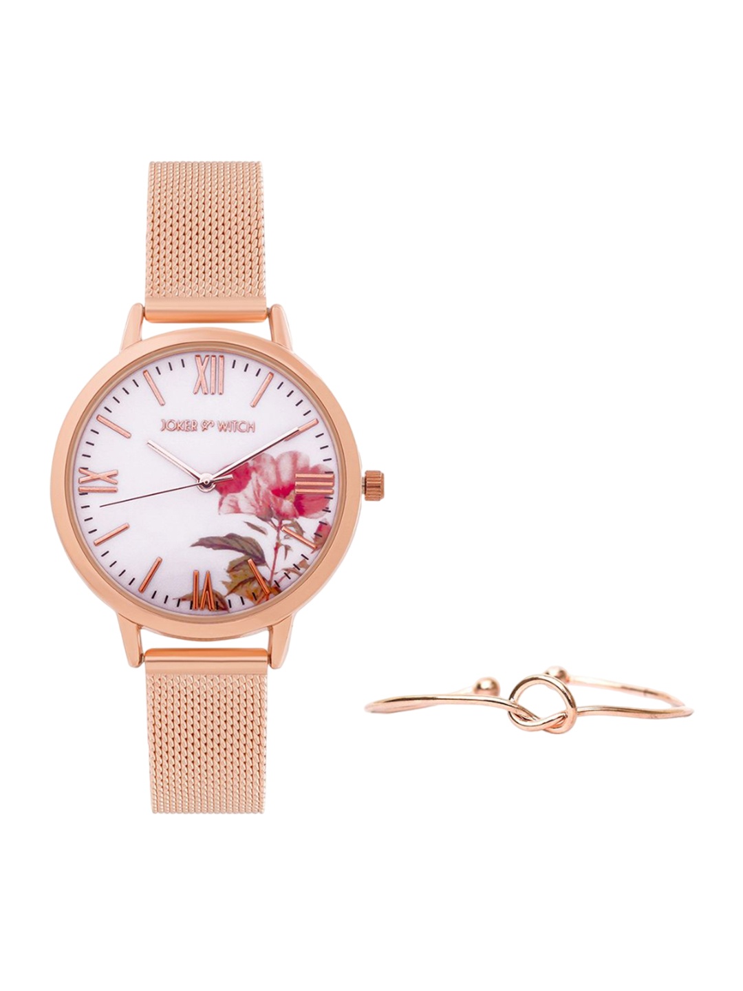 

JOKER & WITCH Women Watch & Bracelet Gift Set JWBS1035, Peach