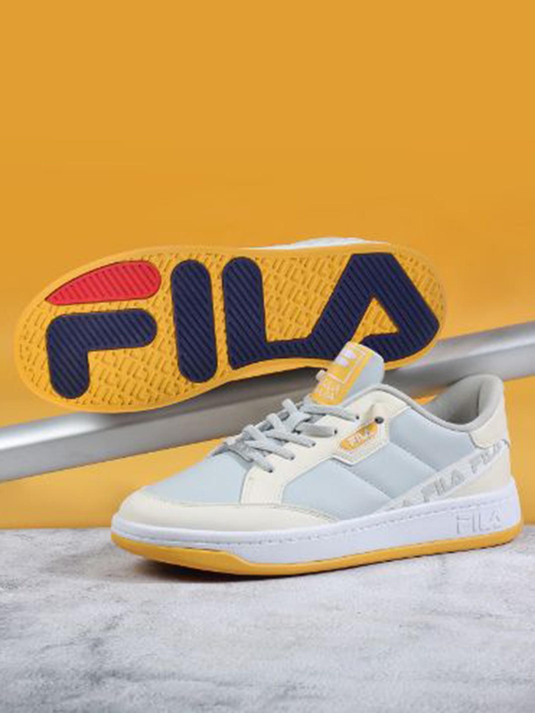 

FILA Men REMY Colourblocked Round Toe Arch Support Insole Lightweight Sneakers, Cream