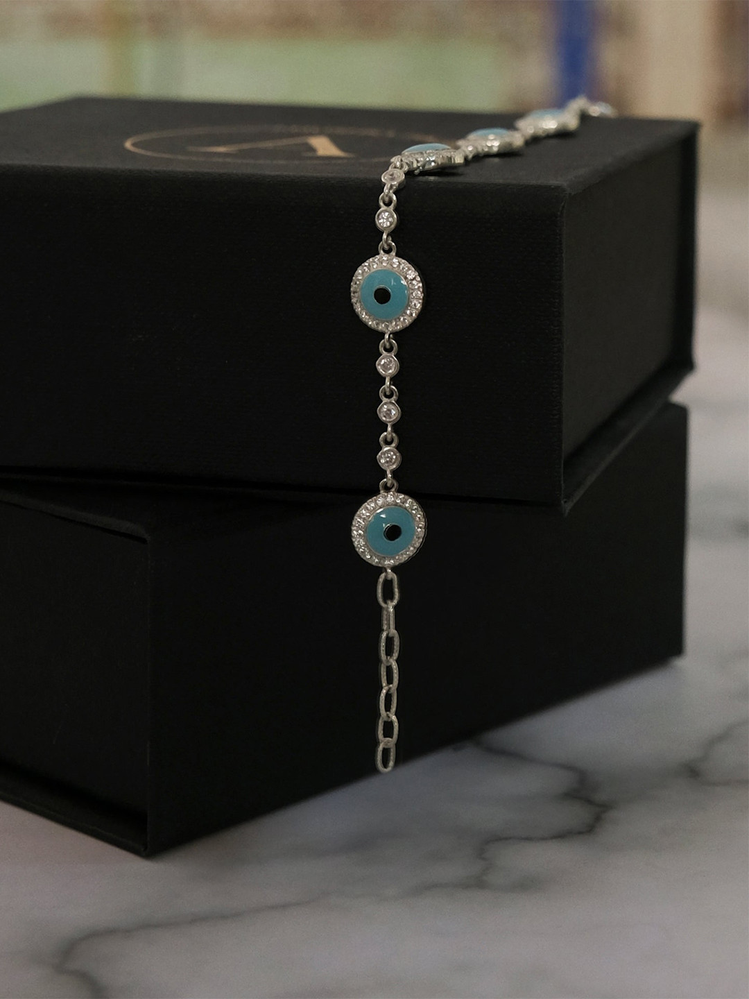 

Anushka Jain Jewellery 925 Sterling Silver-Plated Beaded CZ Studded Wraparound Bracelet