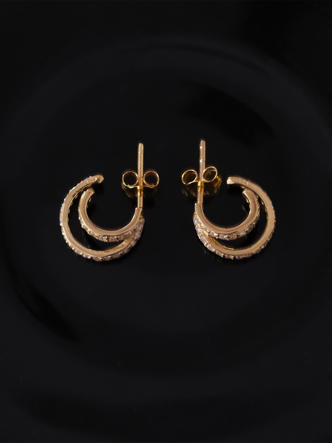 

Anushka Jain Jewellery Gold Plated Cubic Zirconia 925 Sterling Silver Half Hoop Earrings