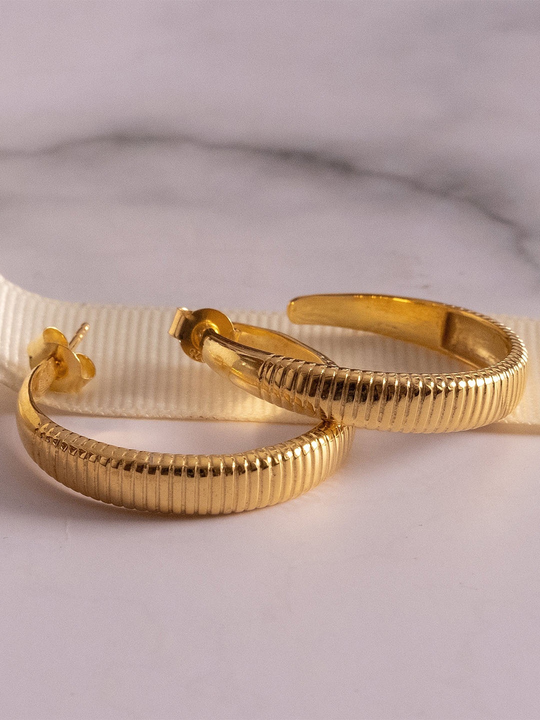 

Anushka Jain Jewellery Gold Plated 925 Sterling Silver Half Hoop Earrings