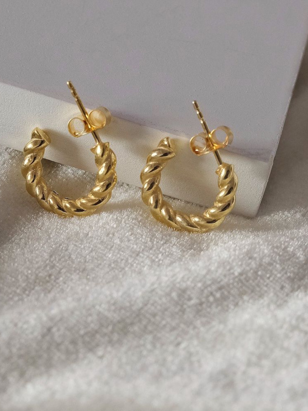 

Anushka Jain Jewellery 925 Sterling Silver Gold Plated Half Hoop Earrings