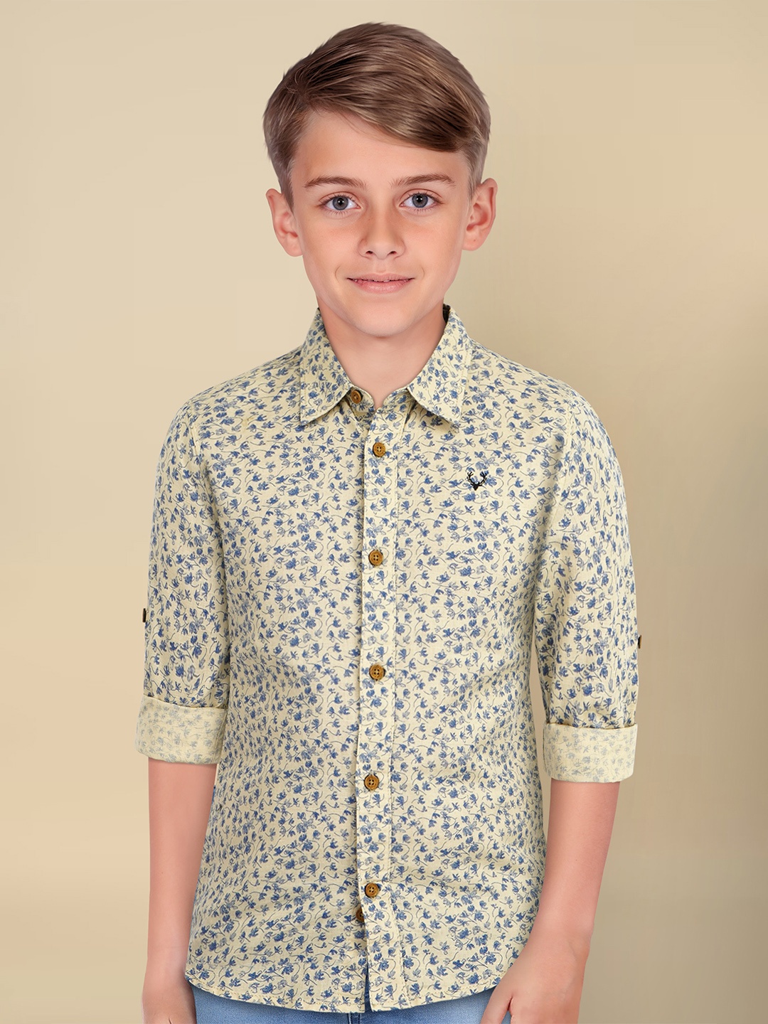 

Allen Solly Junior Boys Spread Collar Cotton Slim Fit Casual Shirt, Khaki