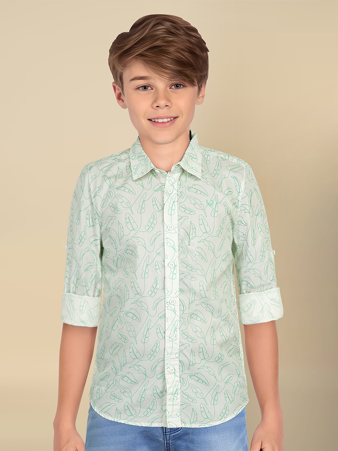 

Allen Solly Junior Boys Spread Collar Cotton Slim Fit Casual Shirt, White