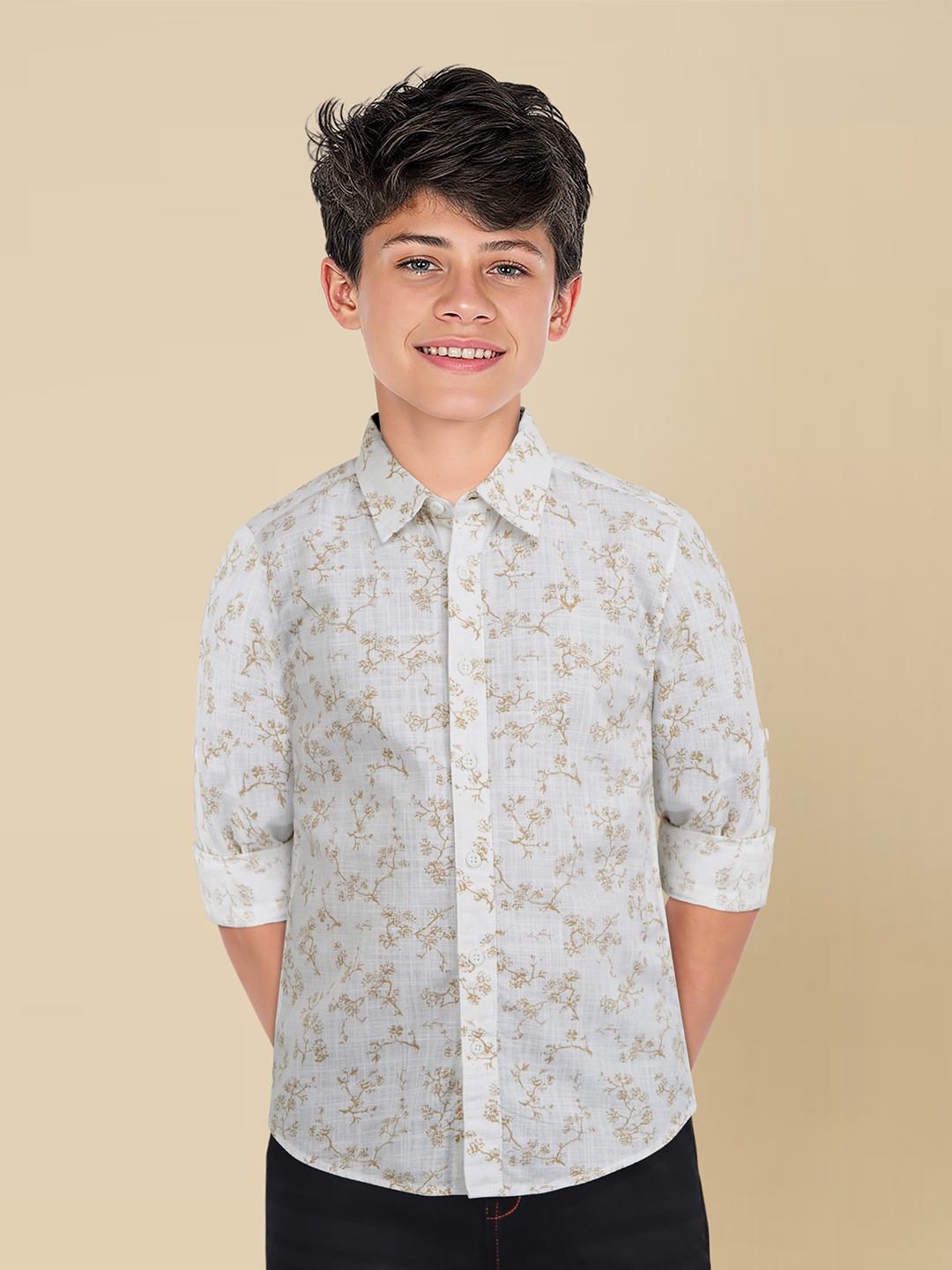 

Allen Solly Junior Boys Spread Collar Cotton Slim Fit Casual Shirt, White