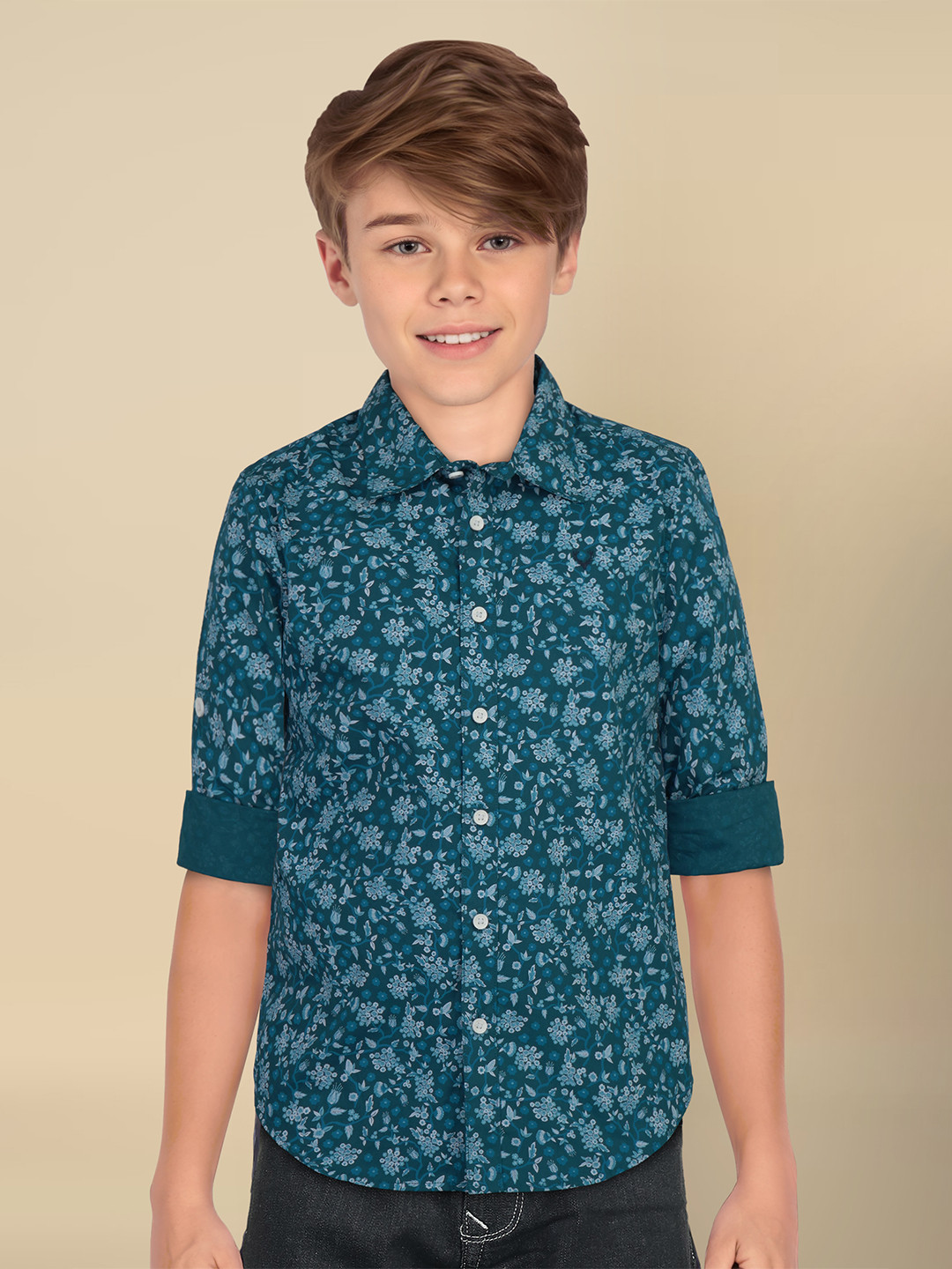 

Allen Solly Junior Boys Spread Collar Cotton Slim Fit Casual Shirt, Blue