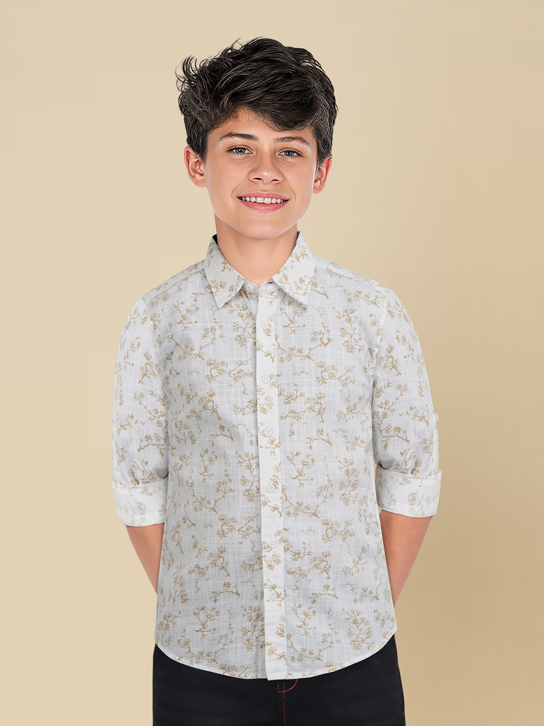 

Allen Solly Junior Boys Spread Collar Cotton Slim Fit Casual Shirt, White