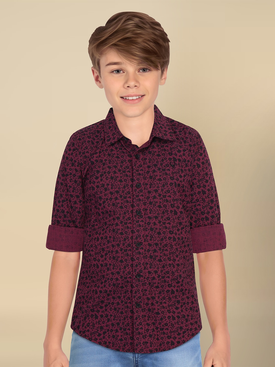 

Allen Solly Junior Boys Spread Collar Cotton Slim Fit Casual Shirt, Maroon