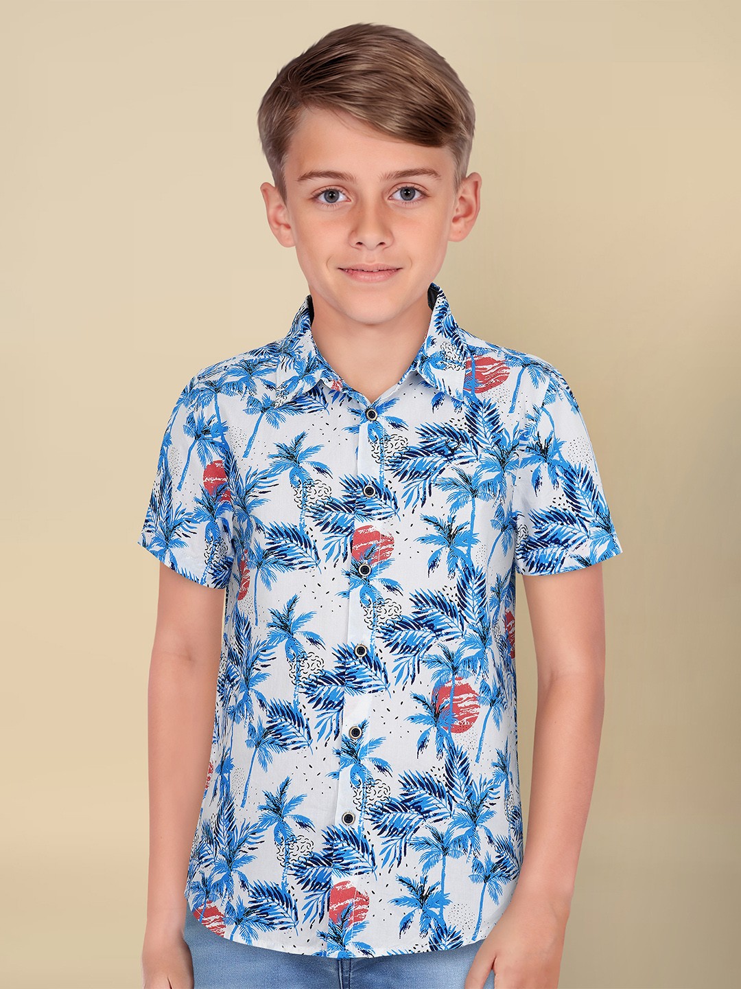 

Allen Solly Junior Boys Spread Collar Tropical Cotton Casual Shirt, White