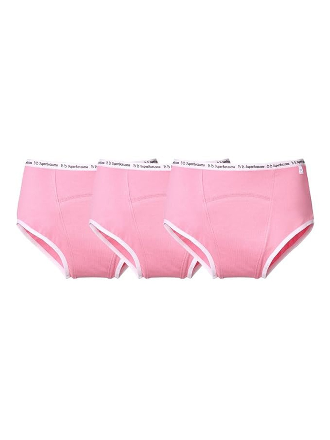 

Super Bottoms Pack of 3 Max Absorb Period Underwear High Waist Leak-Free, Pink