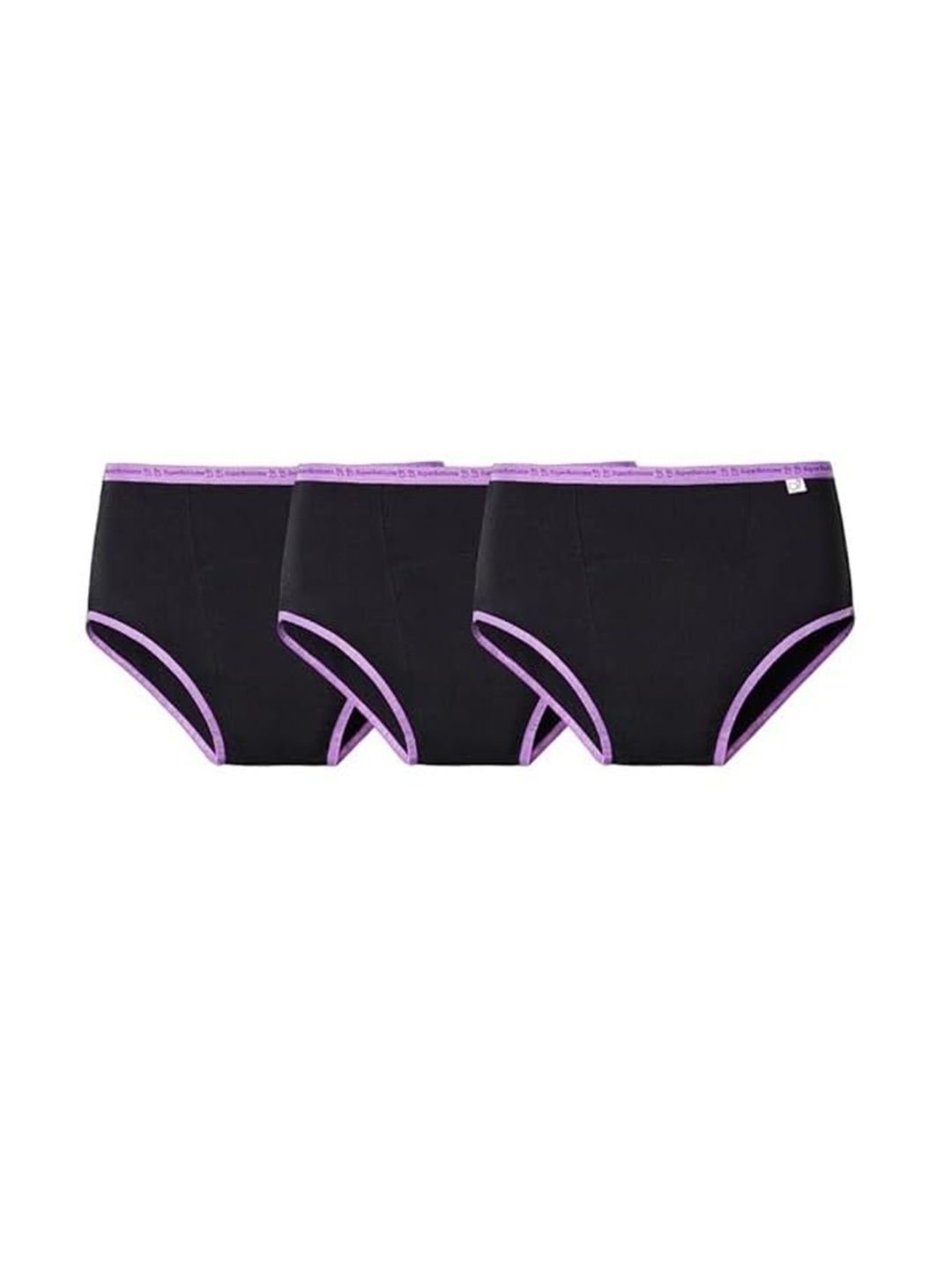 

SuperBottoms Set of 3 Maxabsorb High Waist Leak-Free Period Underwear, Black