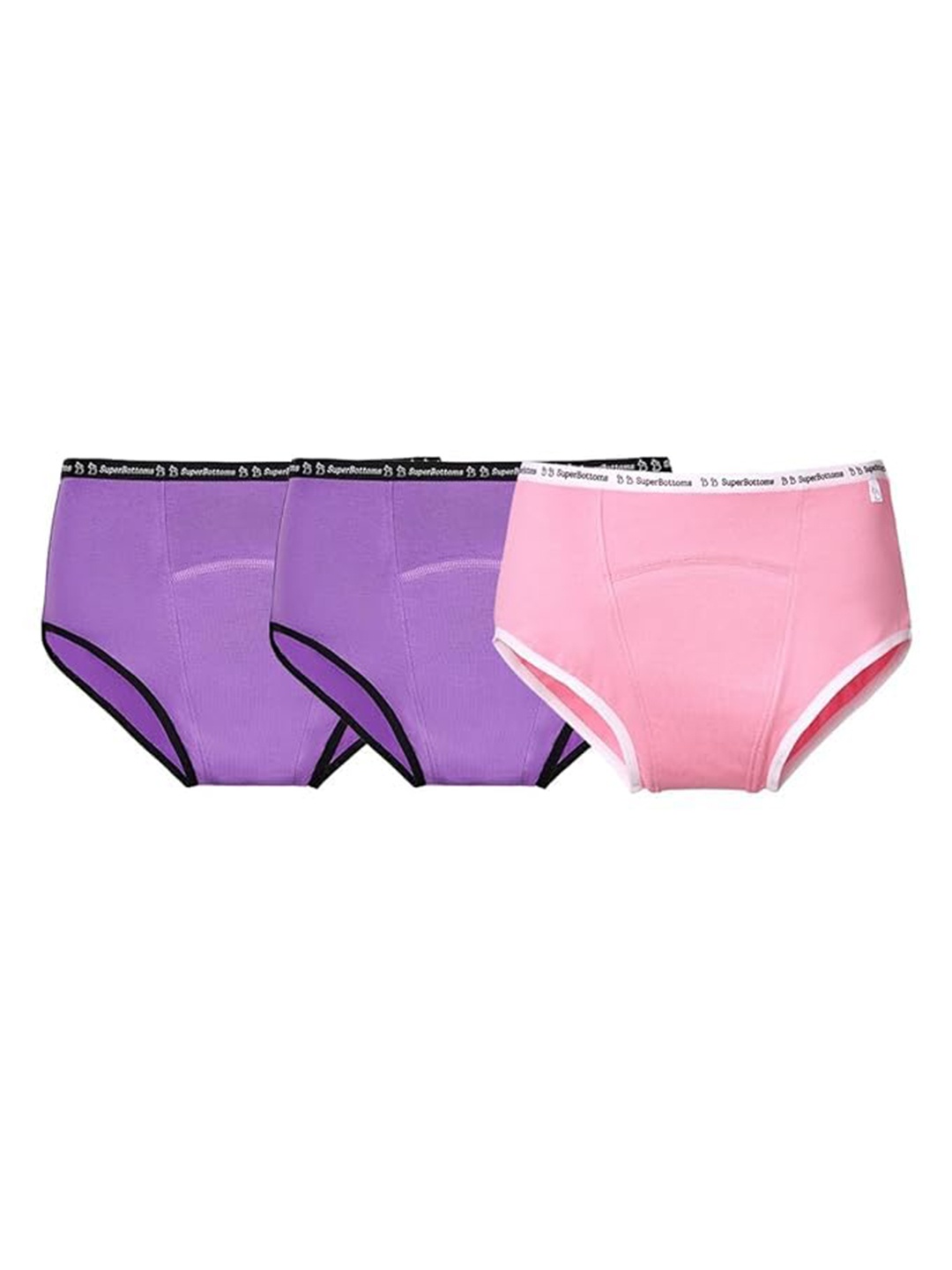 

SuperBottoms Pack of 3 Max absorb Period Underwear High Waist Leak-Free, Purple