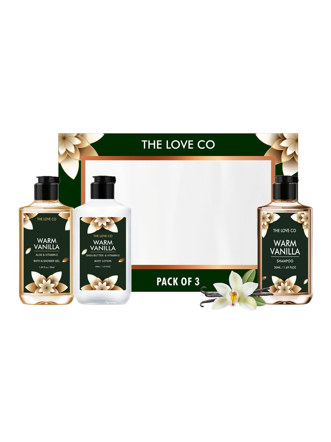 

The Love Co Warm Vanilla Body Wash, Body Lotion & Shampoo Gift Set, White