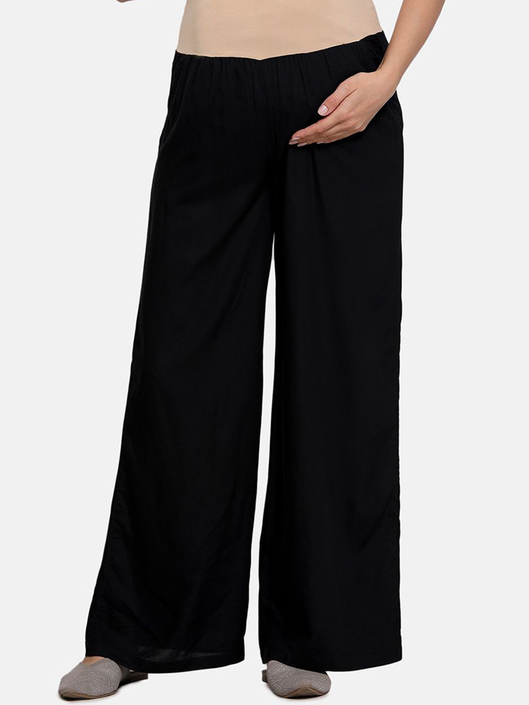 

MINI KLUB Women High-Rise Maternity Trousers, Black