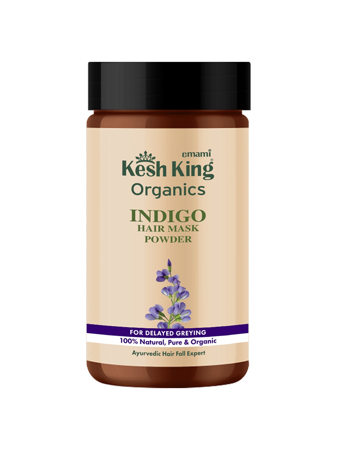 

Kesh King Organics Pure & Natural Indigo Hair Mask Powder for Delayed Greying - 100 g, Beige