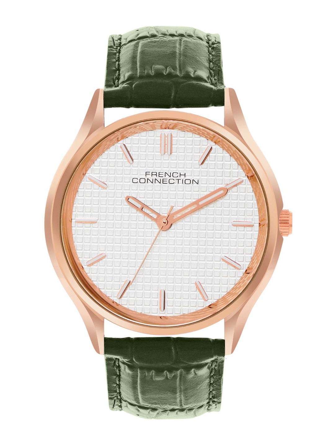 

French Connection Men Dial & Leather Textured Straps Analogue Watch FCN088NL, Silver