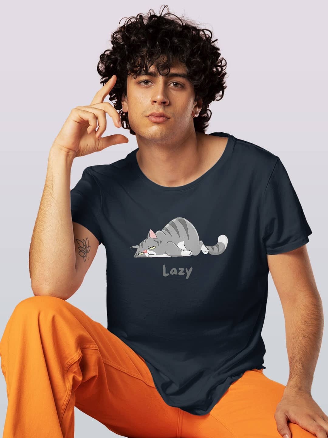 

macmerise Men Typography Colourblocked V-Neck Pockets T-shirt, Blue